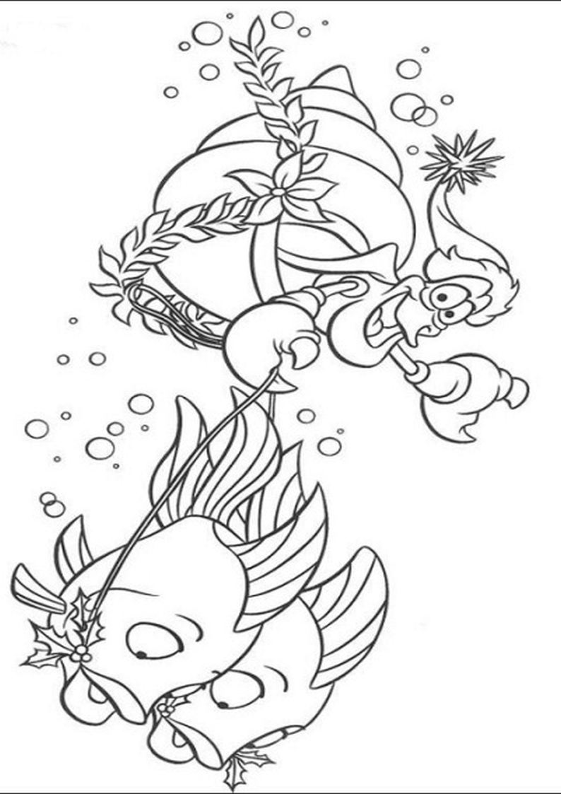 kolorowanka Sebastian i rybki, krab z bajki Mała Syrenka, malowanka do wydrukowania i pokolorowania kredkami numer 37